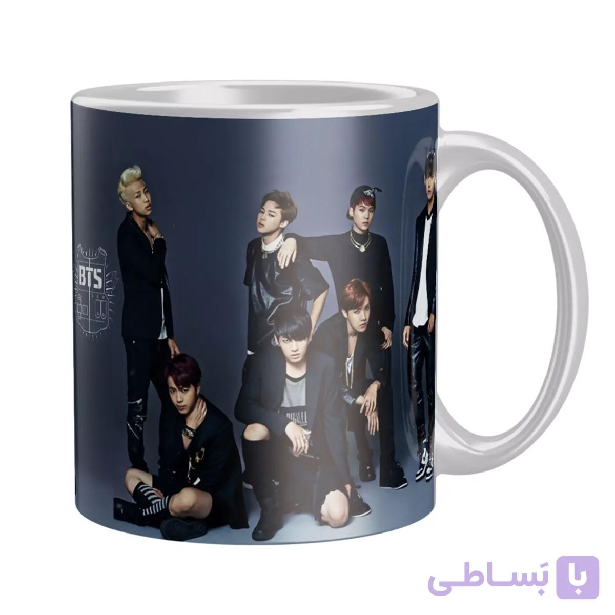ماگ سرامیکی دسته و داخل سفید BTS FH-2047