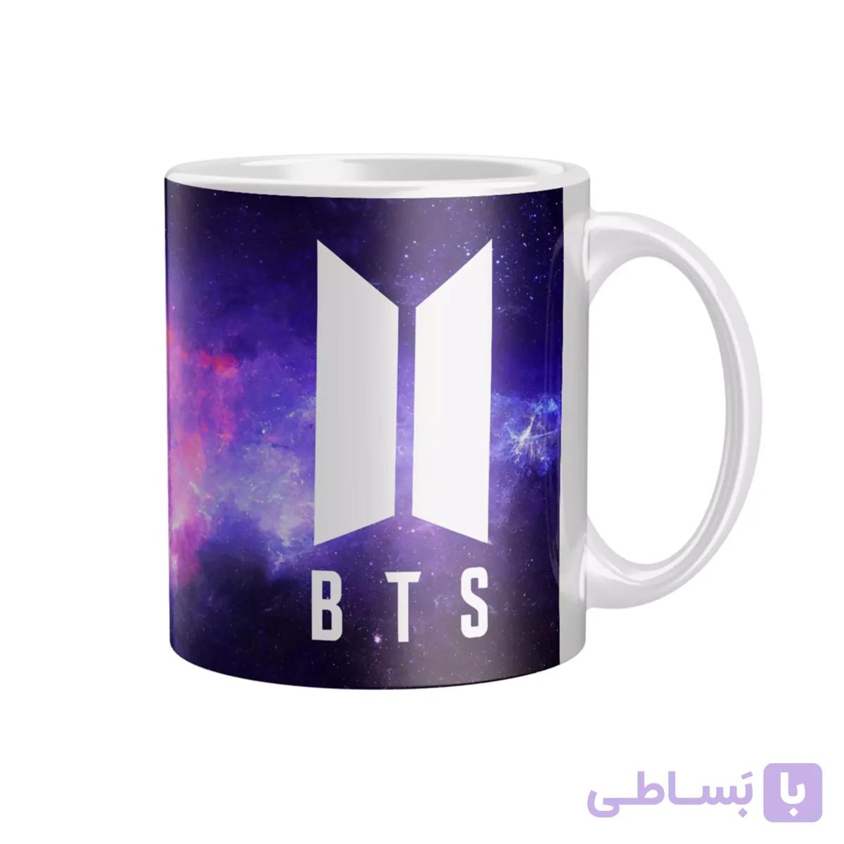 ماگ سرامیکی دسته و داخل سفید BTS FH-2254