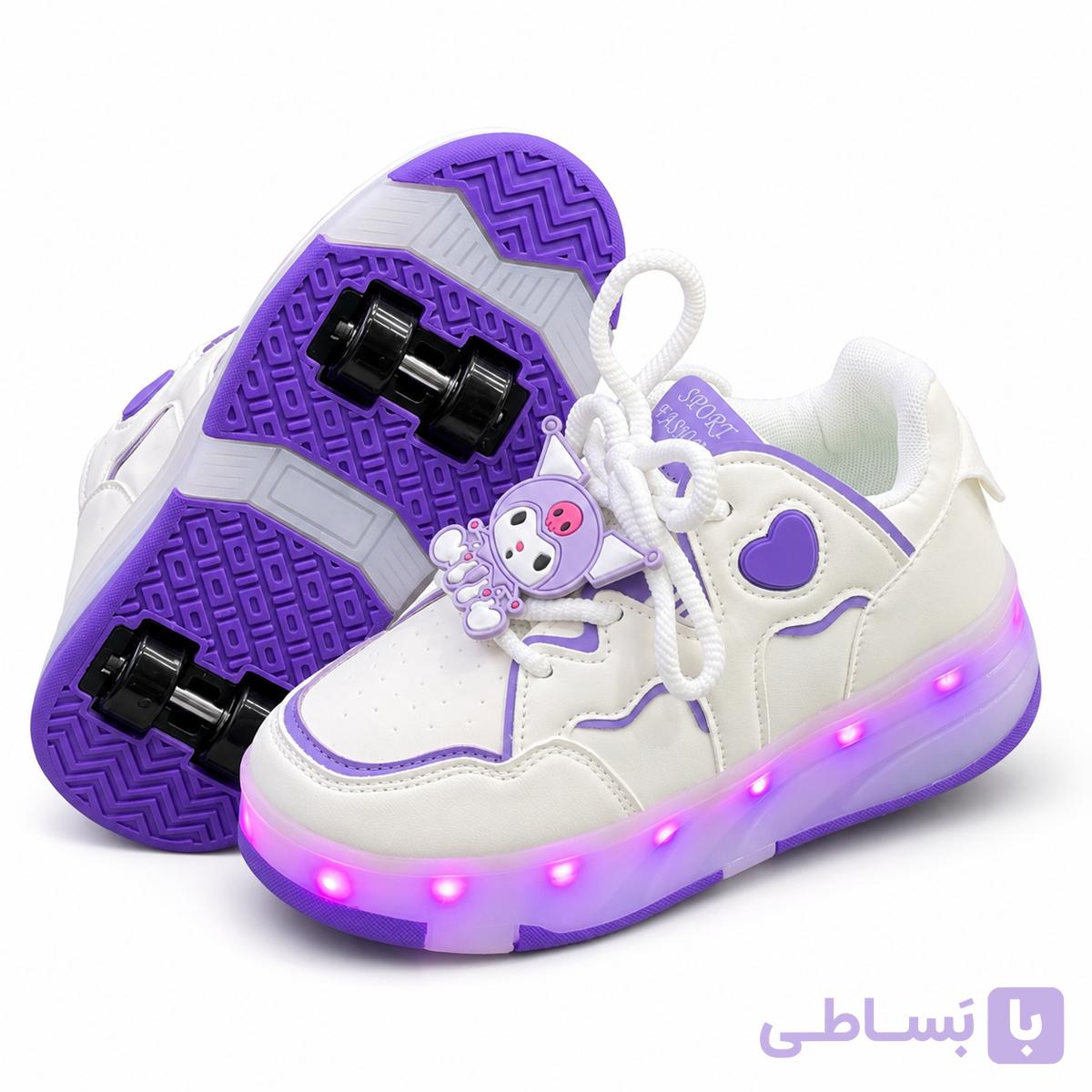 کفش اسکیتی BKG چراغ‌دار طرح کرومی ۴ چرخ تبدیل‌شونده 😍🛼✨ — تصویر 1
