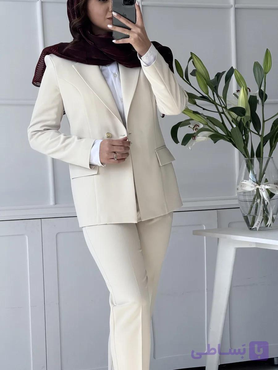 کت تک زنانه lady کرم استخونی کد050 | Outlet collection — تصویر 1