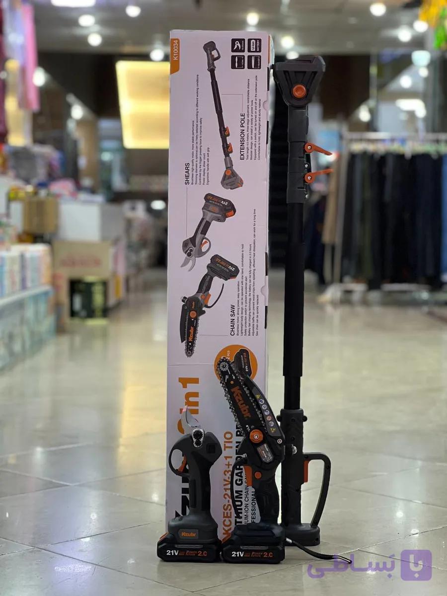 پک دوقلو قیچی و اره شارژی زوبر مدل KCES-21V-3+1 با دسته تلسکوپی — تصویر 1
