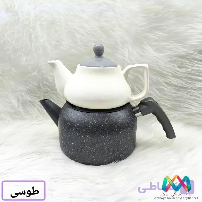 کتری قوری دسته دار چدنی (گرانیتی) ضمانت دار — تصویر 1