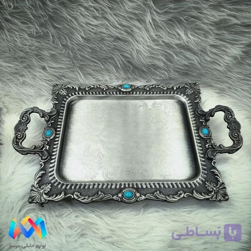 سینی پیوتر پایه دار نفیس رنگ ثابت — تصویر 1