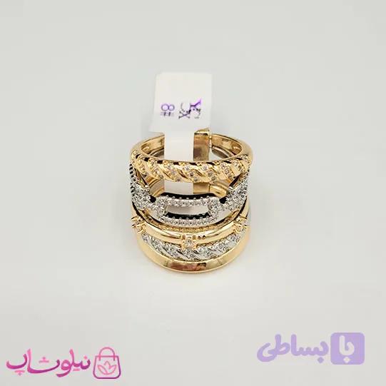 انگشتر زنانه YSX مدل پورتوفینو 5 لاین نگیندار طلایی نقره ای کد 5591 — تصویر 1