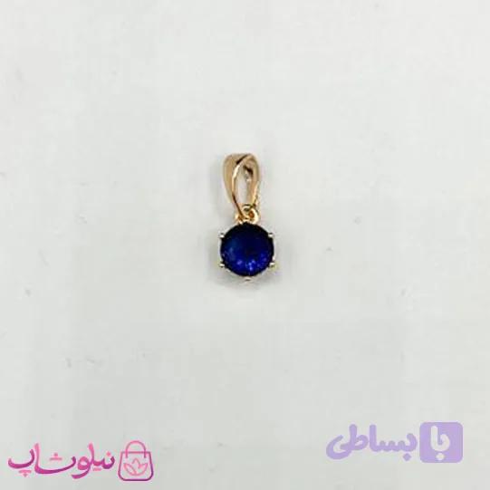آویز گردنبند زنانه ژوپینگ طرح تک نگین سرمه ای مینیمال 9 میل کد 199