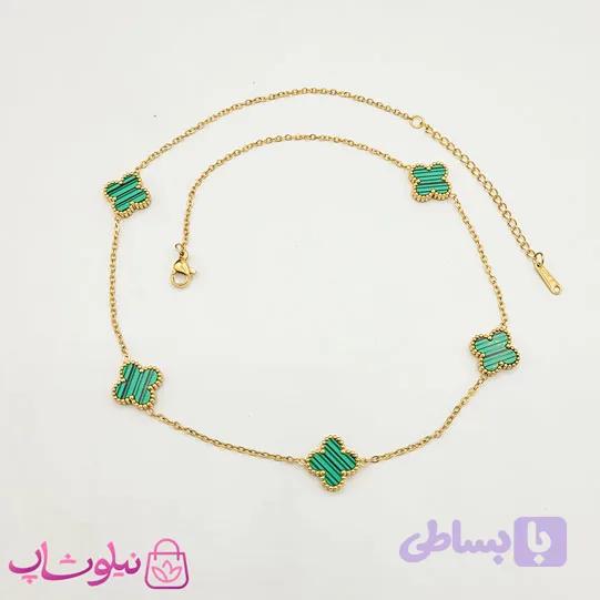 گردنبند زنانه مدل ونکلیف سبز کد 270