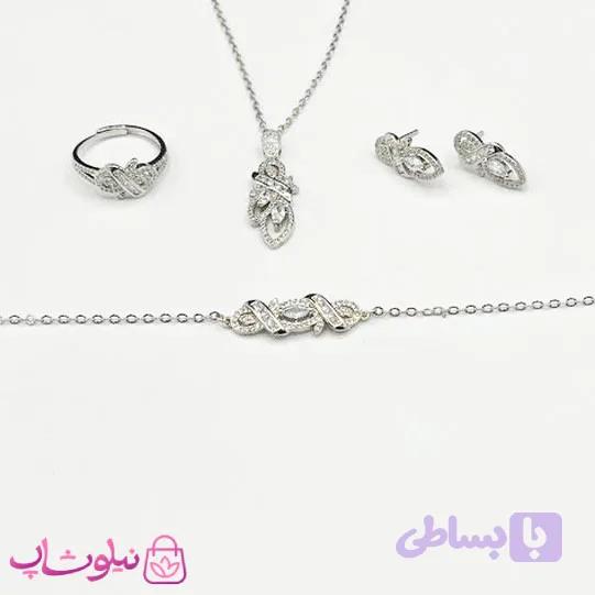 سرویس کامل گردنبند، گوشواره، انگشتر و گوشواره زنانه مجلسی کد 650