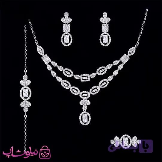 سرویس نقره زنانه طرح جواهر وزن 16/3 گرم کد 6200