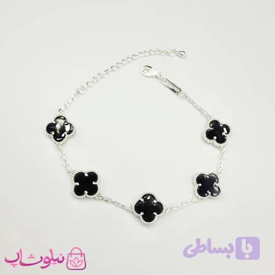 دستبند زنانه ونکلیف مشکی آبکاری نقره کیفیت مستر کد 370