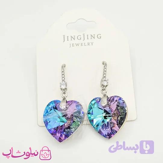 گوشواره ژوپینگ با کریستال سواروسکی آبی بنفش کد 4491 — تصویر 1