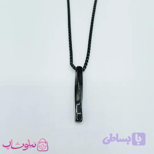 گردنبند مردانه مدل مکعب عشق مارپیچ مشکی کد 1288