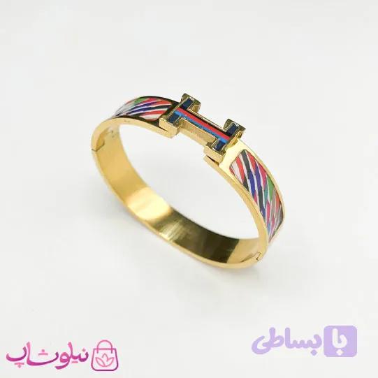 دستبند زنانه هرمس مدل پهن چند رنگ کد 199