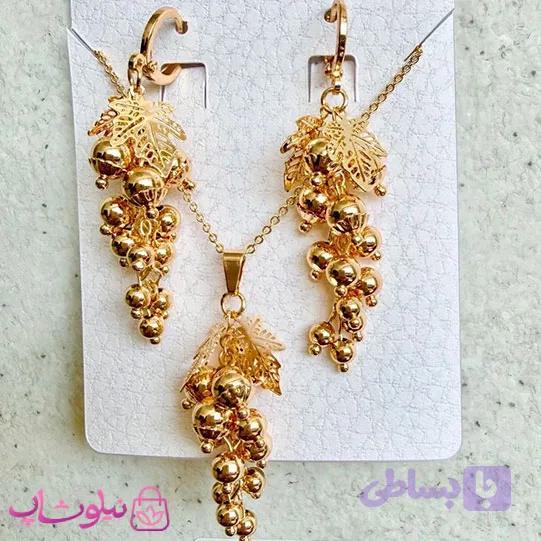 نیم ست زنانه ysx مدل شاخه انگور طلایی رنگ کد 8991