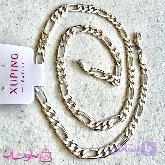 زنجیر ژوپینگ فیگارو نقره ای رنگ طول 50 سانت و عرض 6 میل کد 1299