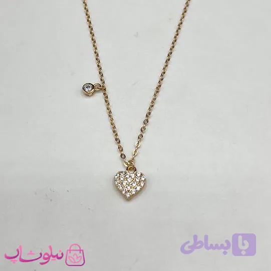 گردنبند زنانه ژوپینگ طرح قلب مینیمال با نگین ریز سفید کد 2813