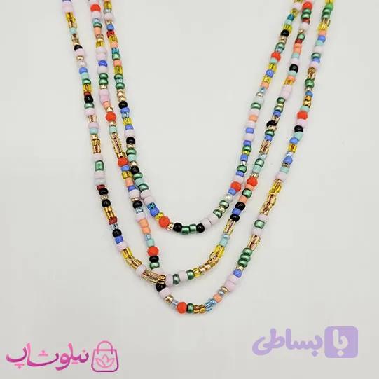 گردنبند زنانه دستساز برند N&SH با مهره های رنگی 180 سانت کد 175