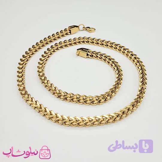 زنجیر مردانه فرانکو (میرو) طلایی استیل 60 سانت عرض 6 میل کد 5591 — تصویر 1