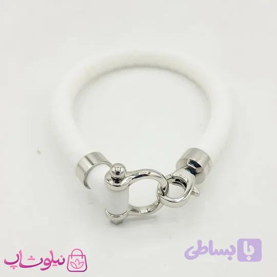 دستبند امگا رابر سفید با قفل نقره ای مردانه زنانه کیفیت مستر کد 1100 — تصویر 1