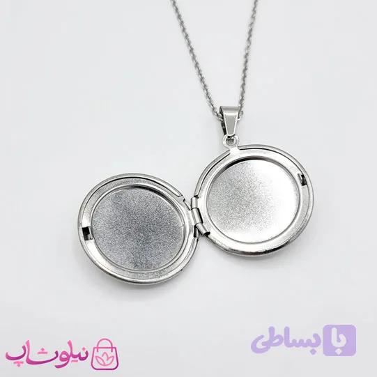 گردنبند لاکت زنانه دایره نقره ای کد 210 — تصویر 1