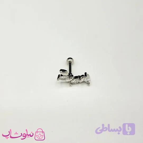پیرسینگ گوش زنانه مدل نگین سفید کد 90