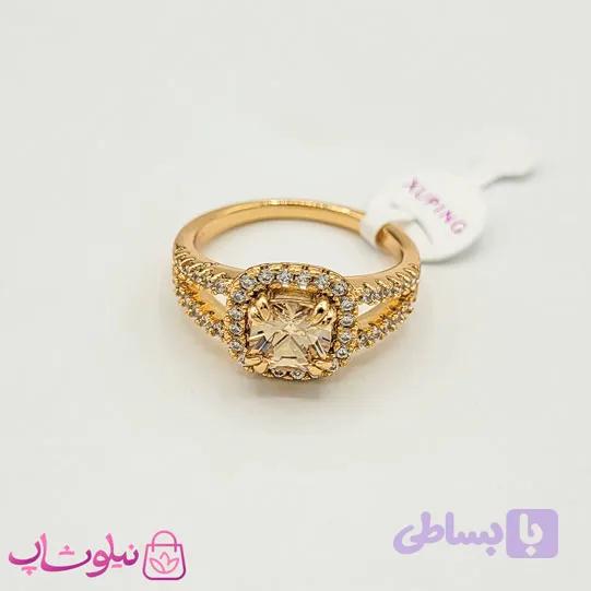 انگشتر زنانه ژوپینگ مجلسی با نگین زرد کد 1171-2 — تصویر 1