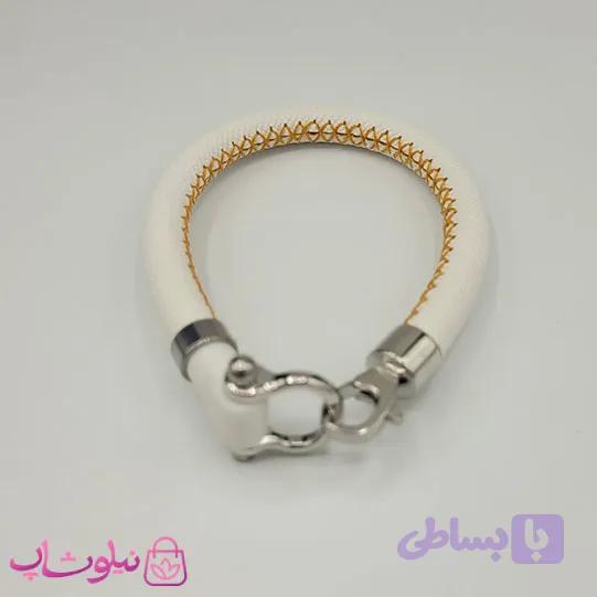 دستبند امگا رابر سفید مردانه سایز لارج کیفیت مستر با دوخت نارنجی (طراحی جدید) کد 1450 — تصویر 1