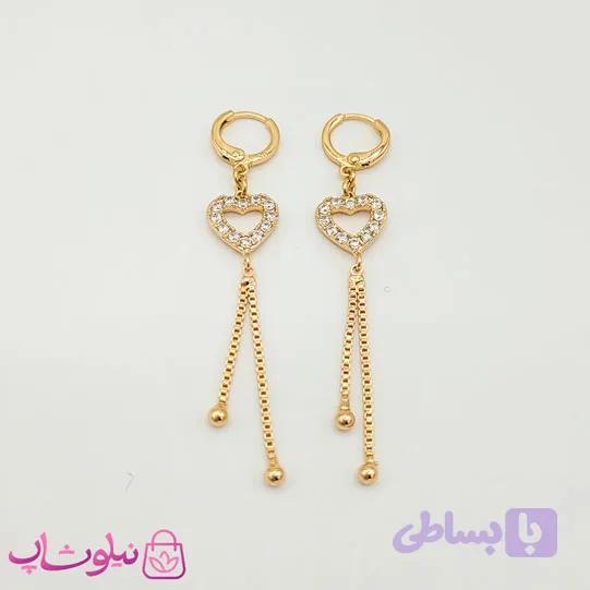 گوشواره آویز ژوپینگ مدل قلب توخالی کد 1391 — تصویر 1
