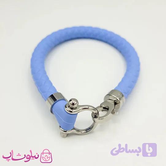 دستبند امگا رابر آبی روشن با قفل نقره ای مردانه زنانه کیفیت مستر کد 1150 — تصویر 1