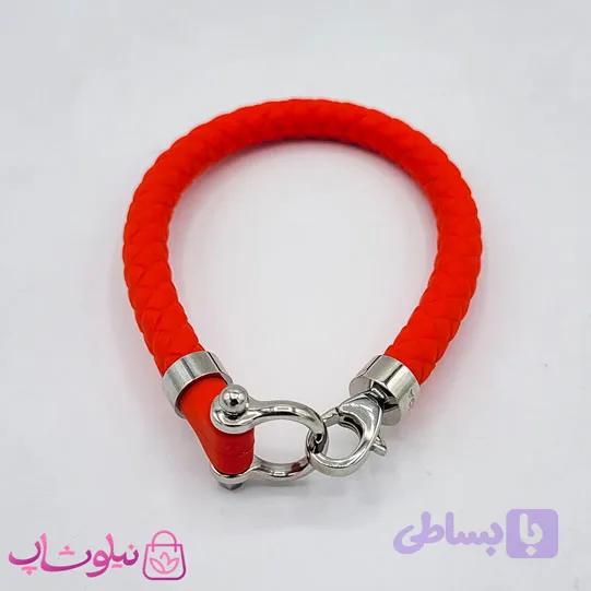 دستبند امگا رابر قرمز مردانه زنانه با قفل نقره ای کیفیت مستر کد 1100 — تصویر 1