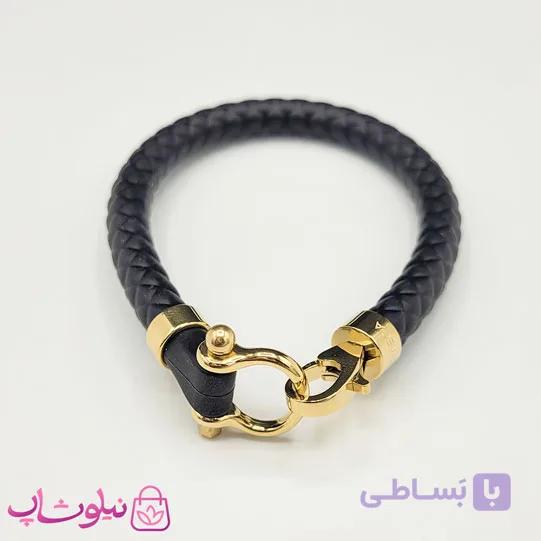 دستبند امگا رابر مشکی با قفل طلایی سایز لارج کیفیت مستر کد 1200 — تصویر 1