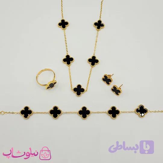 سرویس کامل زنانه طرح ونکلیف مشکی طلایی کد 4591