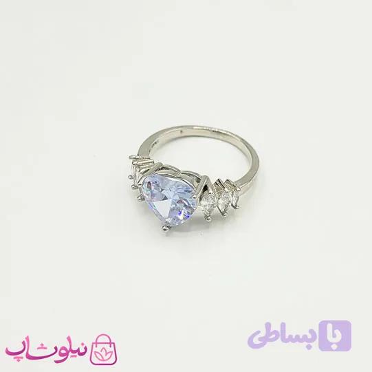انگشتر دخترانه طرح جواهر مدل قلب سفید کد 888 — تصویر 1