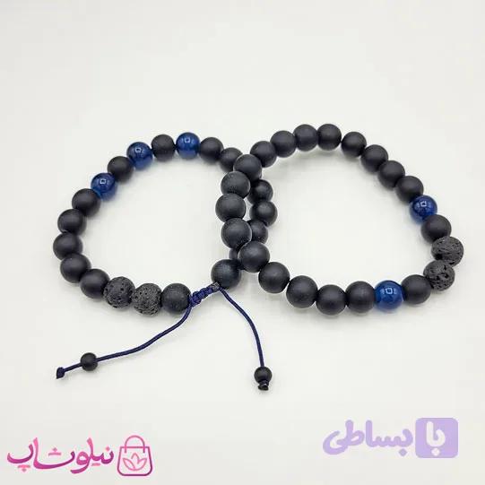دستبند مهره ای مشکی سرمه ای دولاین