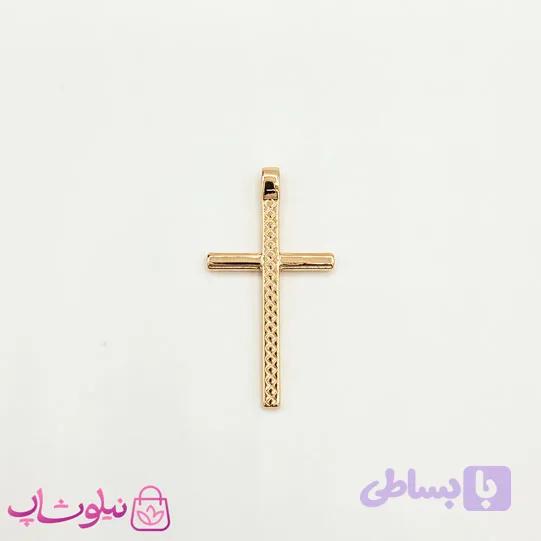 پلاک ژوپینگ مدل صلیب بدون نگین کد 1391 — تصویر 1