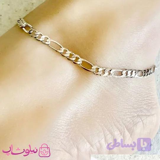 پابند زنانه ژوپینگ مدل فیگارو نقره ای رنگ کد 399