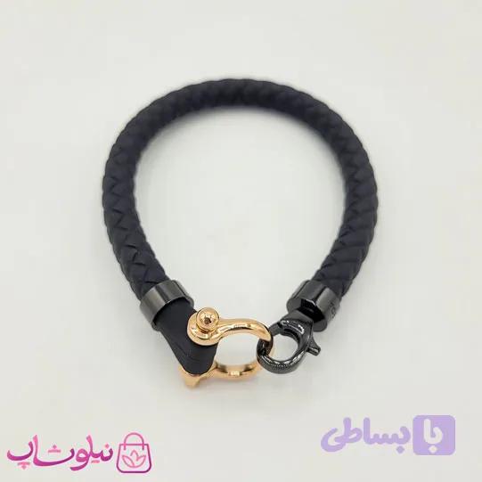 دستبند امگا رابر مشکی با قفل رزگلد کیفیت مستر کد 1400 — تصویر 1