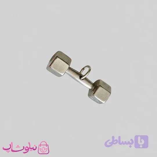 گردنبند دمبل ورزشی مدل نقره ای استیل (اندازه پلاک متوسط) کد 200 — تصویر 1