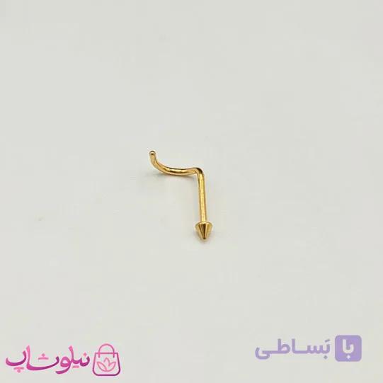 پیرسینگ بینی منحنی مدل نوک مخروطی طلایی رنگ کد 515