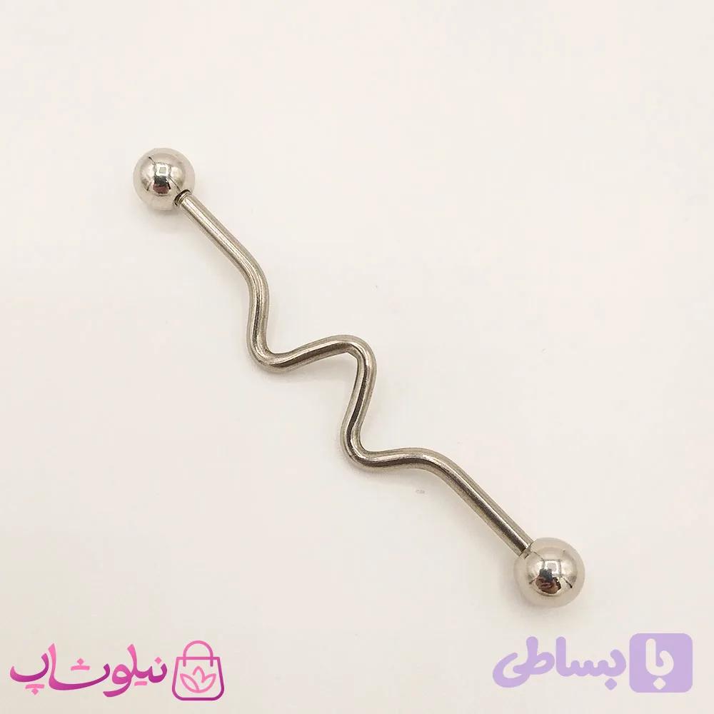 پیرسینگ گوش استیل نقره ای
