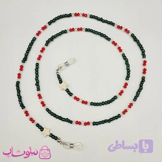 بند عینک دستساز برند N&SH مدل مهره های ریز سبز و قرمز کد 200