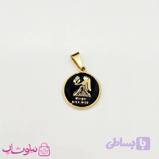 گردنبند ماه تولد شهریور نماد فرشته (Virgo) استیل طلایی مشکی (ظریف) کد 130 — تصویر 1