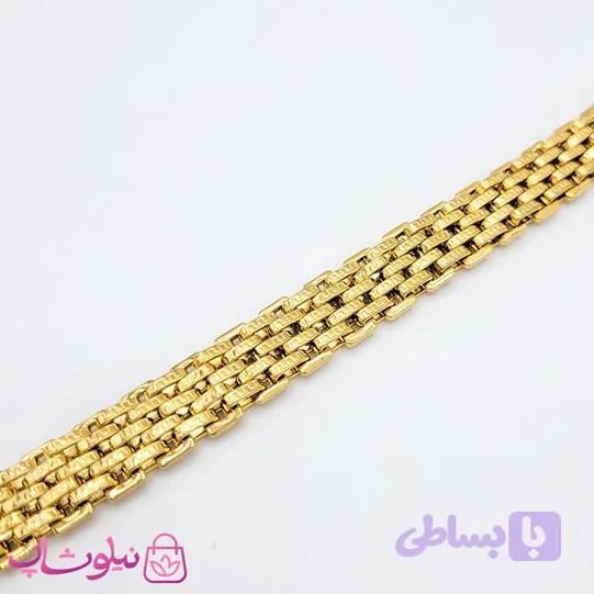 دستبند مردانه طلایی استیل طرح رولکس کد 145 — تصویر 1