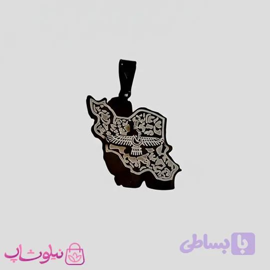 گردنبند فروهر و نقشه ایران مدل مشکی رنگ کد 240 — تصویر 1