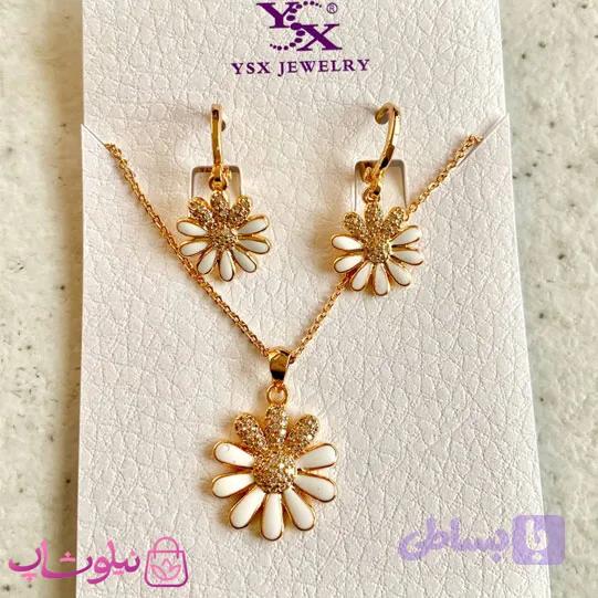 نیم ست دخترانه YSX طرح بابونه طلایی سفید کد 8991