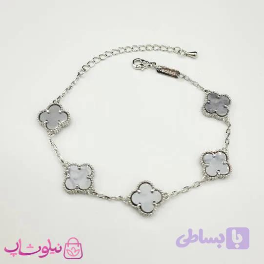 دستبند زنانه ونکلیف طوسی آبکاری نقره کیفیت مستر کد 370