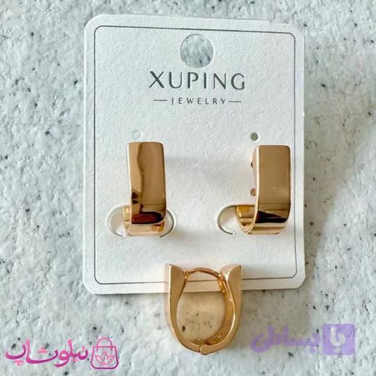 گوشواره زنانه ژوپینگ مدل مستطیلی طلایی رنگ کد 2391