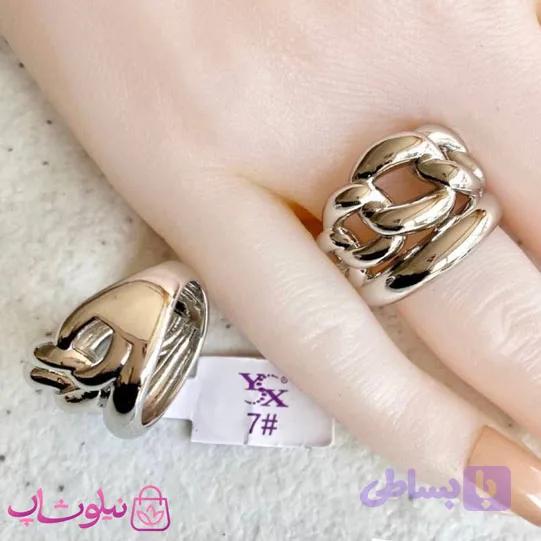انگشتر بزرگ YSX مدل کارتیه نقره ای کد 39-1