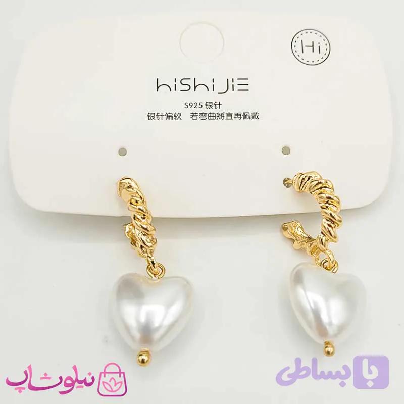 گوشواره حلقه ای آویزدار طرح قلب