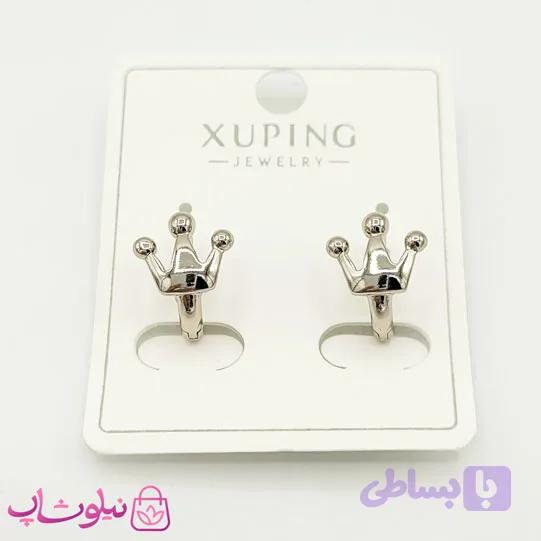 گوشواره حلقه ای کوچک ژوپینگ مدل تاج کد 571 — تصویر 1