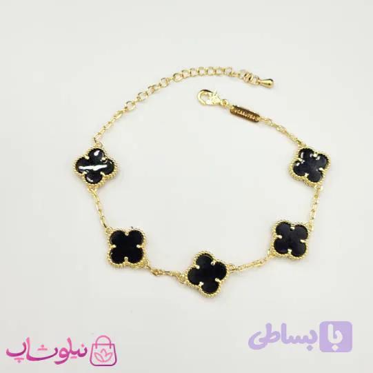 دستبند زنانه ونکلیف مشکی آبکاری طلا کیفیت مستر کد 800